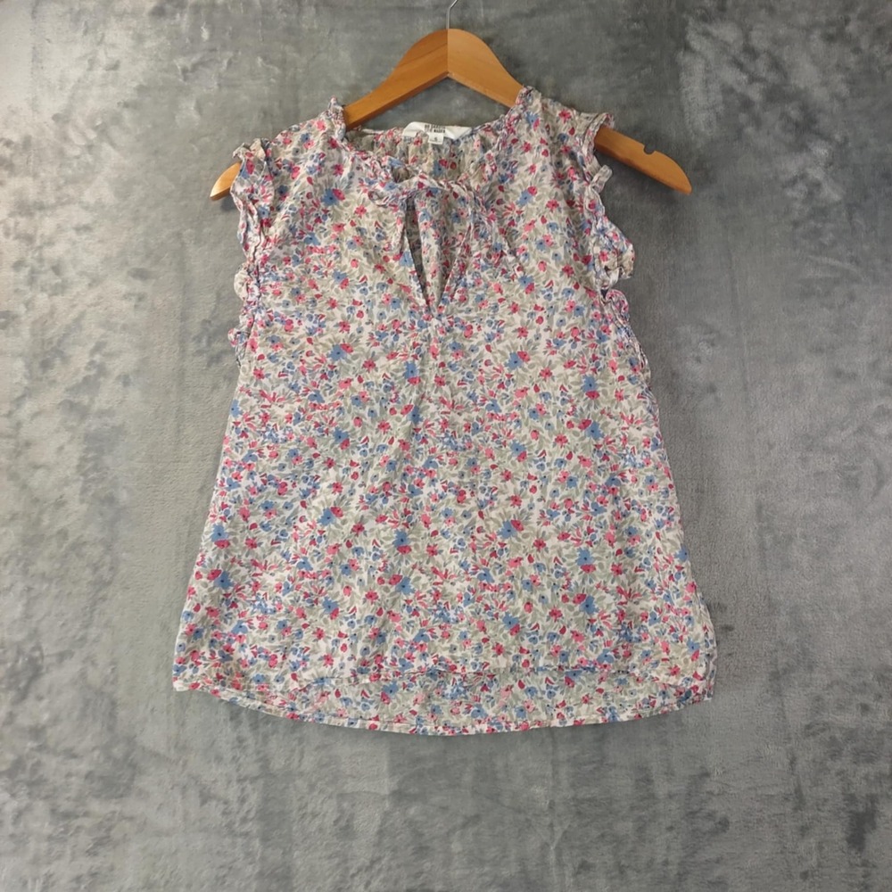 BB Dakota Steve‎ Madden Womens S White Ditsy Floral Cotton Blouse Feminine Flowy